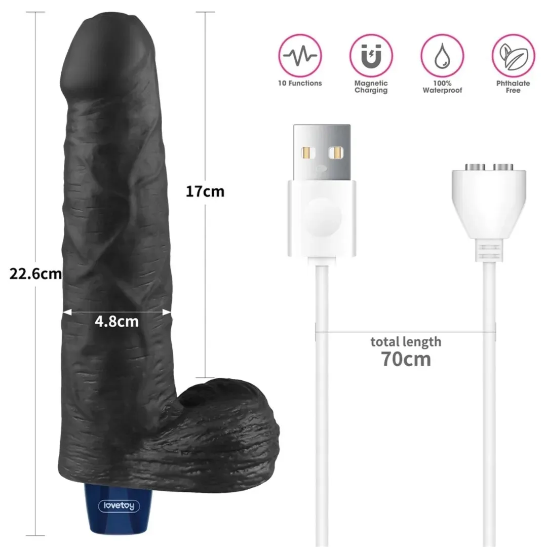9-real-softee-rechargeable-tpe-vibrating-dildo-black