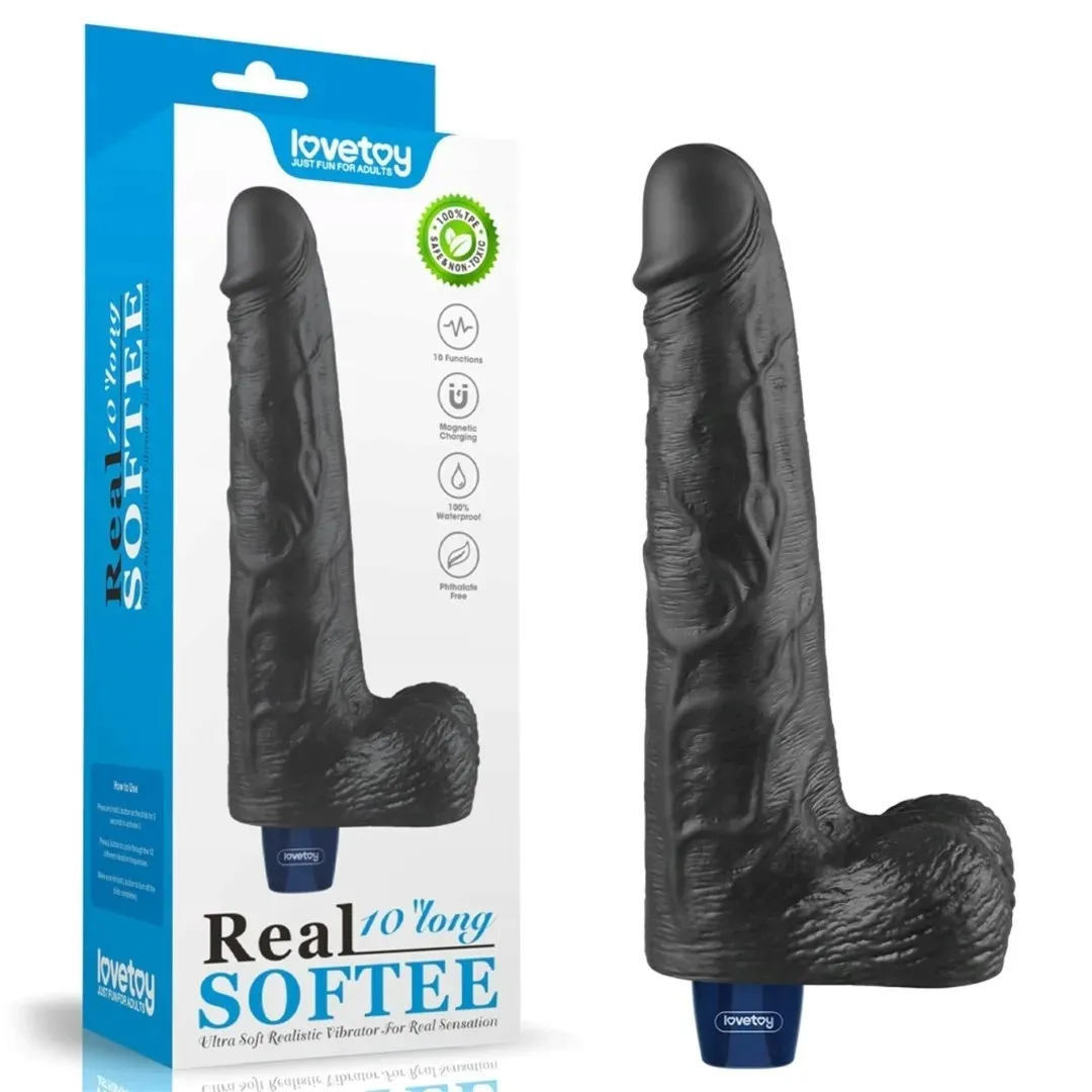 10-real-softee-rechargeable-tpe-vibrating-dildo-black