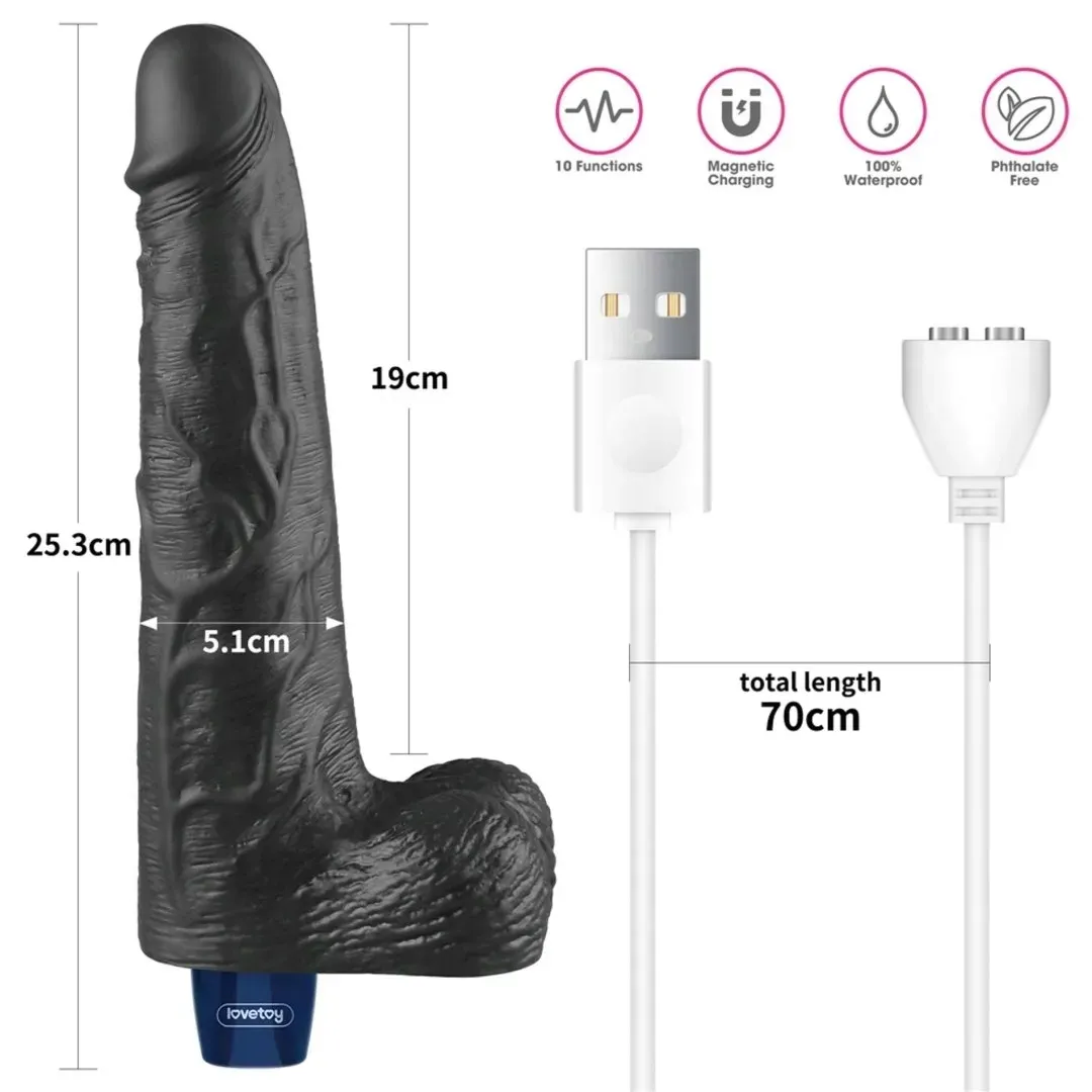 10-real-softee-rechargeable-tpe-vibrating-dildo-black