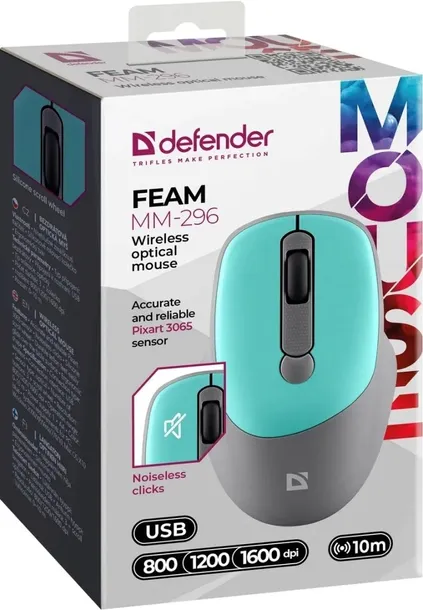mysz-defender-feam-mm-296-rf-silent-mint-defender-model-feam-mm-296
