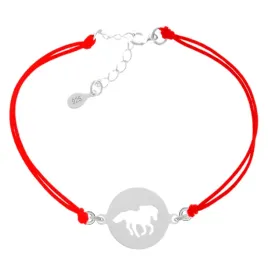 konik-mustang-bransoletka-sznurek-srebro-kolory