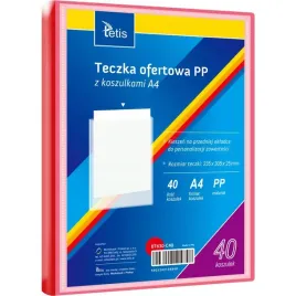 teczka-ofertowa-a4-pp-40-koszulek-czerwona-bt630-c40-tetis-tetis