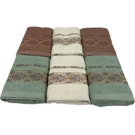 komplet-recznikow-zakaria-wzor-2b-mieta-ecru-brazowy-50x100cm-6-sztuk