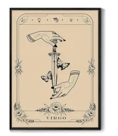 obraz-na-plotnie-znak-zodiaku-panna-tarot-sztuka-scienna-witch-dark-academy