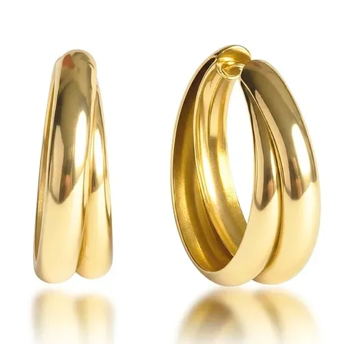 Złote kolczyki koła 585 18mm kółka 14K rynna R06