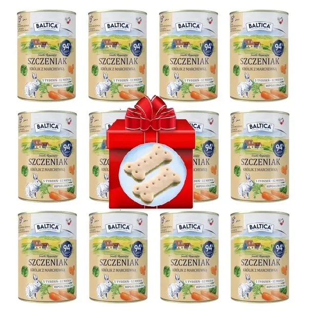 Baltica PUPPY karma mokra dla szczeniąt królik z marchewką 12x400g