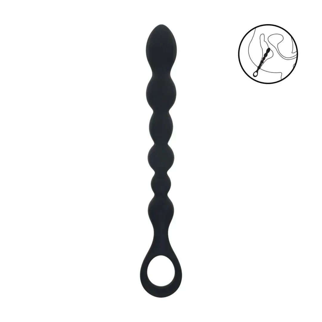 beaded-snake-silicone-anal-probe-with-loop-black
