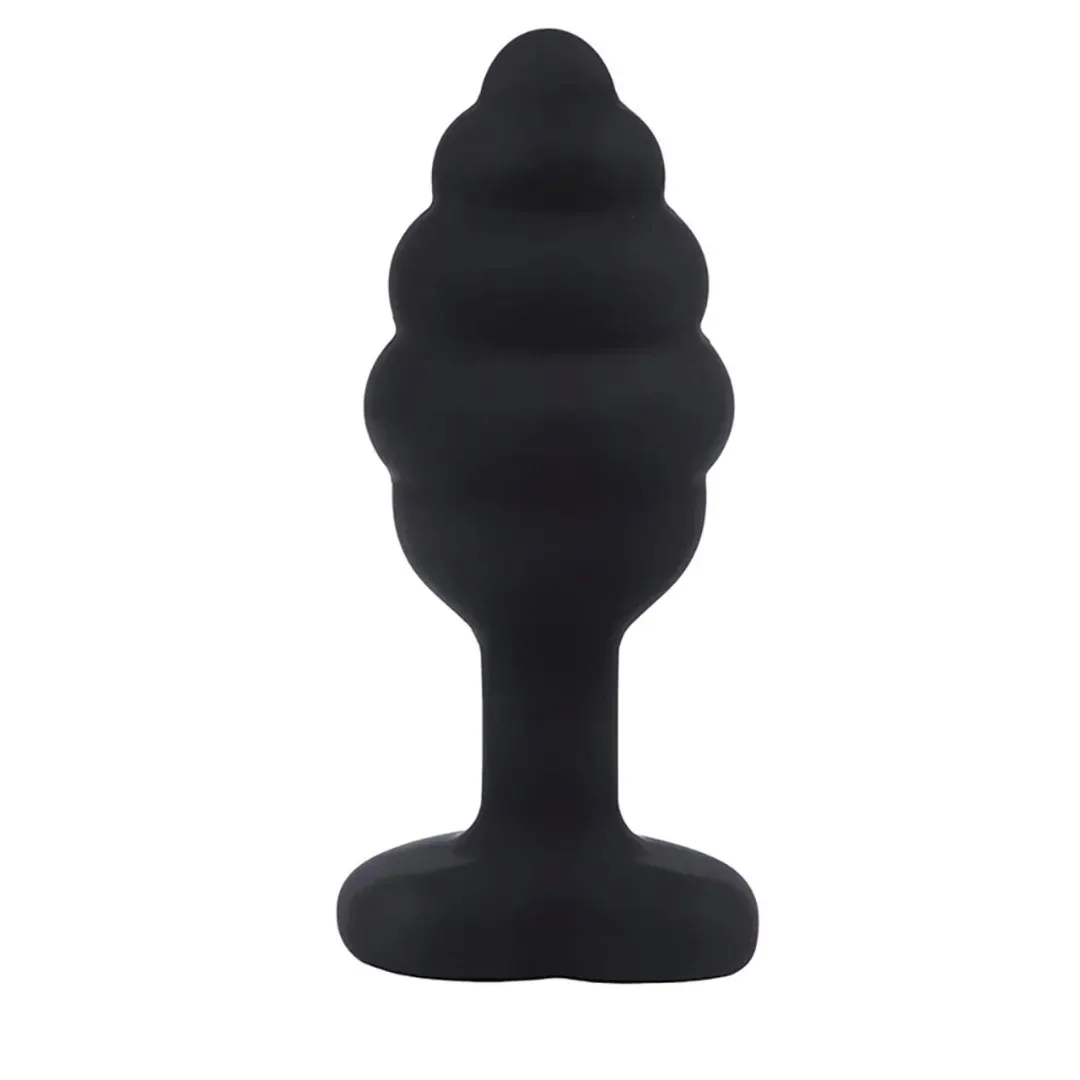 butt-plug-black-ribbed-small