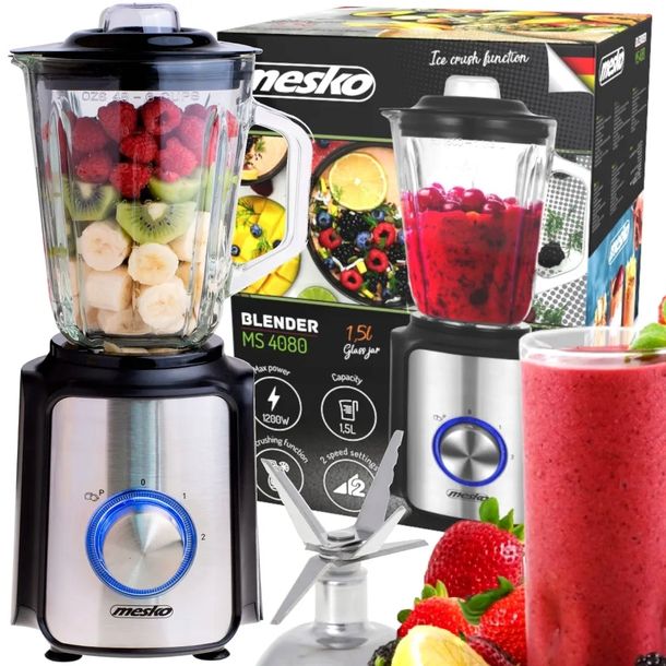 BLENDER KIELICHOWY do koktajli 1200W 1,5L SZKLANY | MESKO MS4080