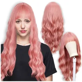 peruka-damska-dlugie-rozowe-wlosy-fale-z-grzywka-syntetyczne-70-cm-cosplay