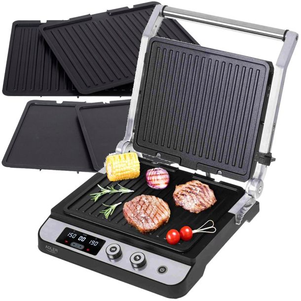 Grill elektryczny duży mocny XL 3000W LED 180 stopni 2 płyty