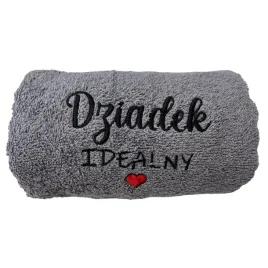 prezent-dla-dziadka-szary-recznik-bawelniany-haft-dziadek-idealny-50x90-cm