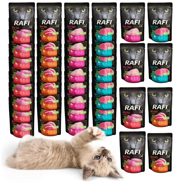Rafi Cat Adult saszetka 40x100g MIX 4 smaki karma mokra dla kota