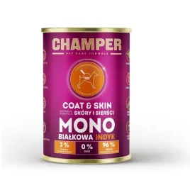 mokra-karma-dla-psa-champer-coatandskin-monobialkowa-indyk-400g