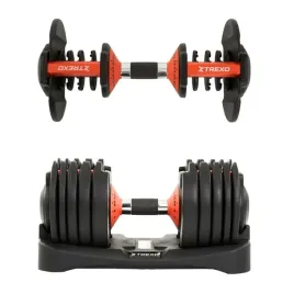 hantel-regulowany-do-cwiczen-xtrexo-ciezarki-24kg-gumowane-zeliwne