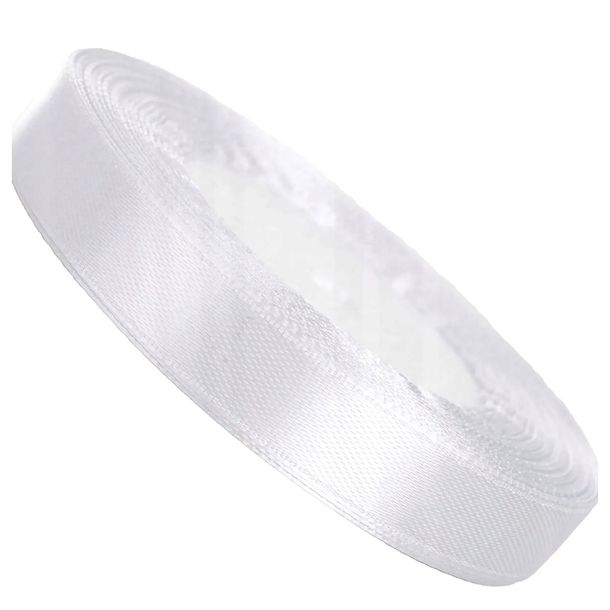 Tasiemka satynowa biała atłasowa 12mm DEKORACJE prezent do bukietu CHRZEST