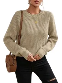 shein-sweter-damski-bezowy-klasyczny-gladki-38-lth