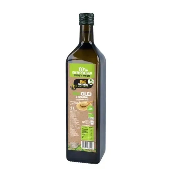 Olej sezamowy BIO tłoczony na zimno 1l | Big Nature