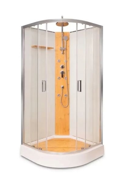 Kabina prysznicowa BALEO, panel bambus półokrągła z hydromasażem 90 x 90 cm