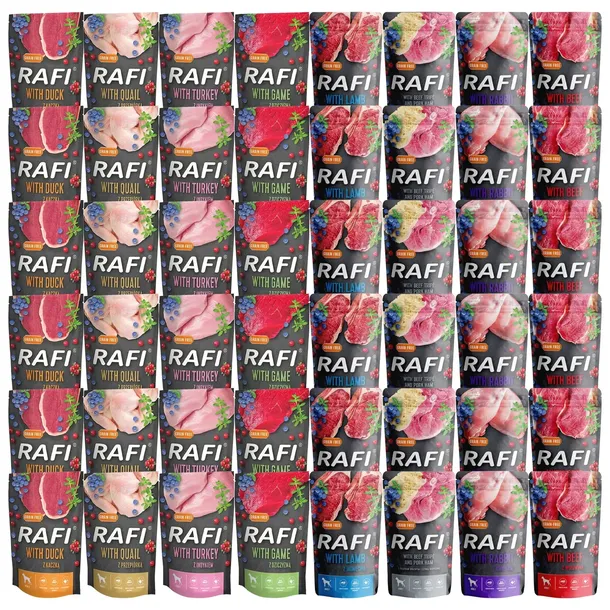 Dolina Noteci Rafi karma mokra dla psa saszetka mix 8 smaków 48 x 500g