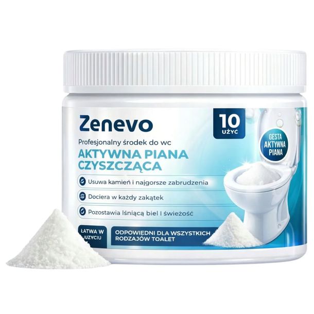 Aktywna Piana Proszek Zenevo - do Czyszczenia WC Toalet 10 Użyć na Kamień