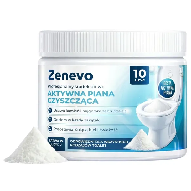 Aktywna Piana Proszek Zenevo - do Czyszczenia WC Toalet 10 Użyć na Kamień