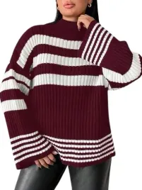 plus-size-sweter-damski-bordowy-w-paski-48-lrh