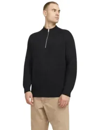 jackandjones-czarny-sweter-meski-z-polgolfem-i-zamkiem-xxl-j9a
