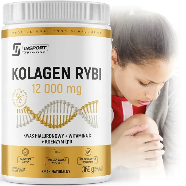 KOLAGEN RYBI 12 000mg + KWAS HIALURONOWY + WITAMINA C + KOENZYM Q10 INSPORT