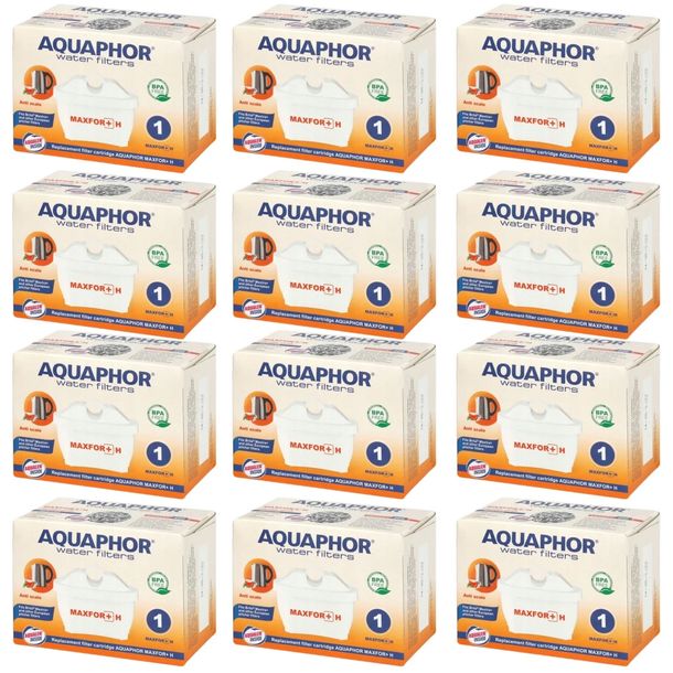 Filtry do wody zmiękczające do twardej wody Aquaphor Maxfor Plus H, 12szt.