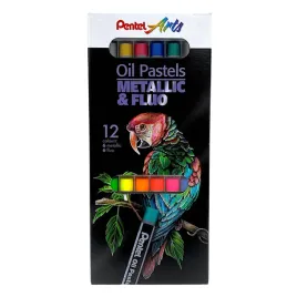 pentel-pastele-olejne-metallic-and-fluo-12kol