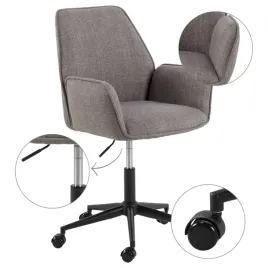 wygodne-krzeslo-biurowe-obrotowe-szare-na-kolkach-regulowane-z-oparciem