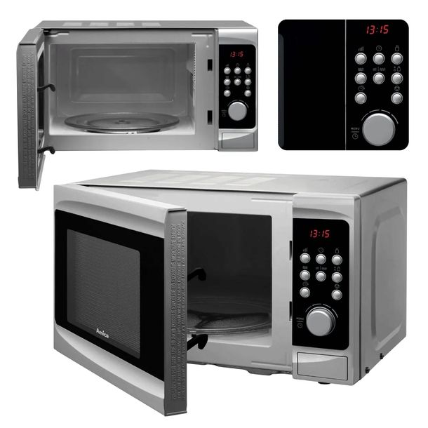 Kuchenka mikrofalowa Amica AMG20E70GSV srebrna 700W 20L z funkcją grilla