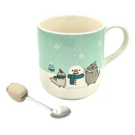 pusheen-kubek-ceramiczny-z-uchem-350ml-zielono-bialy-lyzeczka