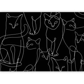 fototapeta-koty-lineart-czarne-bialy-tlo-nowoczesna-tapeta-scienna-400x280