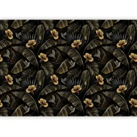 fototapeta-kwiaty-liscie-natura-ciemno-tlo-tapeta-glamour-do-salonu-400x280