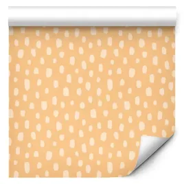 tapeta-rolka-kropki-na-brzoskwiniowym-tle-do-salon-sypialni-scienna-05x10m