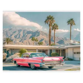 fototapeta-samoprzylepna-cadillac-palmy-gory-usa-amerykanski-pejzaz-343x256
