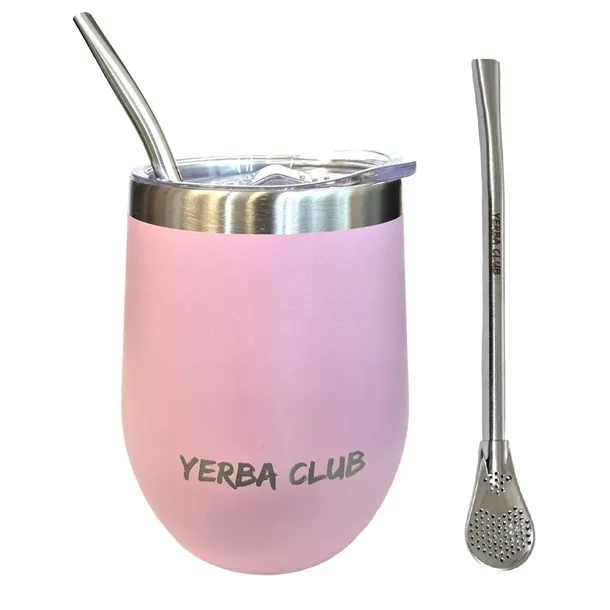 Zestaw Matero + Bombilla Yerba Club Pink 350ml Różowe do Yerba Mate
