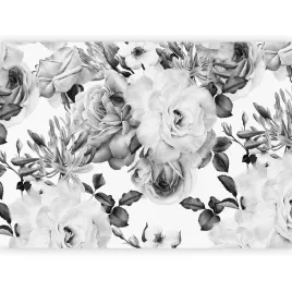 fototapeta-kwiaty-roze-ogrod-bukiet-tlo-czarno-biala-tapeta-scienna-400x280
