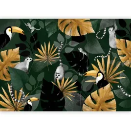 fototapeta-monstera-liscie-ptaki-tukany-tapeta-do-sypialni-pokoju-400x280