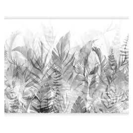 fototapeta-premium-liscie-natura-szara-dzungla-na-sciane-salonu-3d-350x256