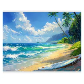 fototapeta-samoprzylepna-pejzaz-plaza-deska-palmy-nad-oceanem-salon-343x256