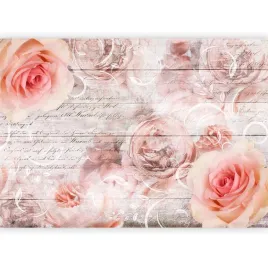 fototapeta-kwiaty-vintage-deski-napisy-roze-tapeta-salon-jadalnia-400x280