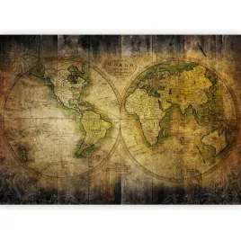 fototapeta-mapa-swiata-vintage-globus-postarzana-deski-do-salonu-3d-400x280