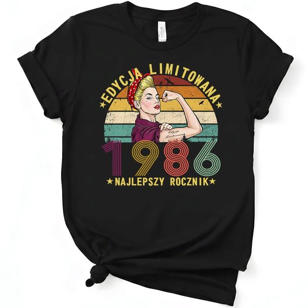 KOSZULKA na 40 urodziny damska VINTAGE NAJLEPSZY ROCZNIK 1986 100% bawełna
