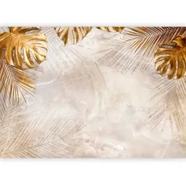 fototapeta-tropikalne-liscie-zlote-monstera-piora-beton-tapeta-boho-400x280