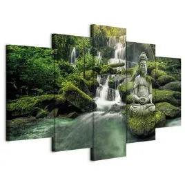 obraz-5-czesci-tryptyk-budda-wodospad-natura-medytacja-harmonia-zen-200x100