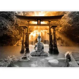fototapeta-budda-wodospad-brama-orientalna-tori-do-salonu-sypialni-400x280