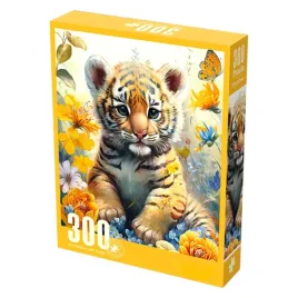 zabawka-puzzle-300-elementow-uroczy-maly-tygrysek-w-kwiatach